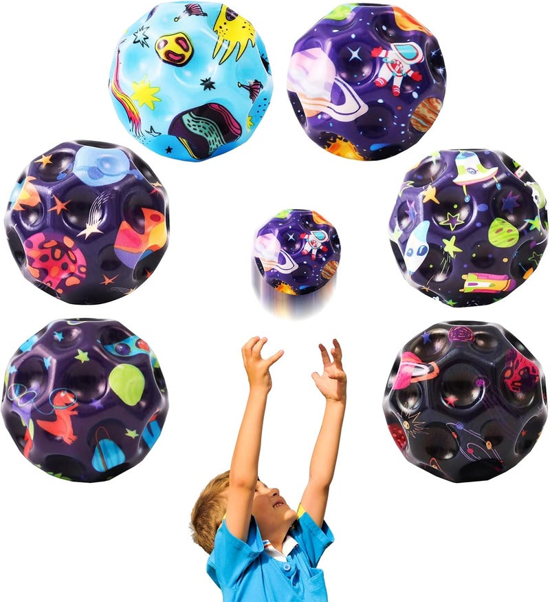 QOUXZ 6 Pack Astro Jump Ball, Multicolored Spaceballs, Super High Bouncing Lightweight for Children, Bouncy Balls, Jumping Toy for Stress Relief - Image 1
